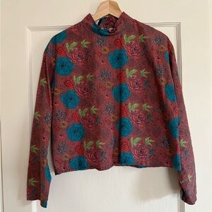 Wildfang Floral Mock-Neck Blouse - M